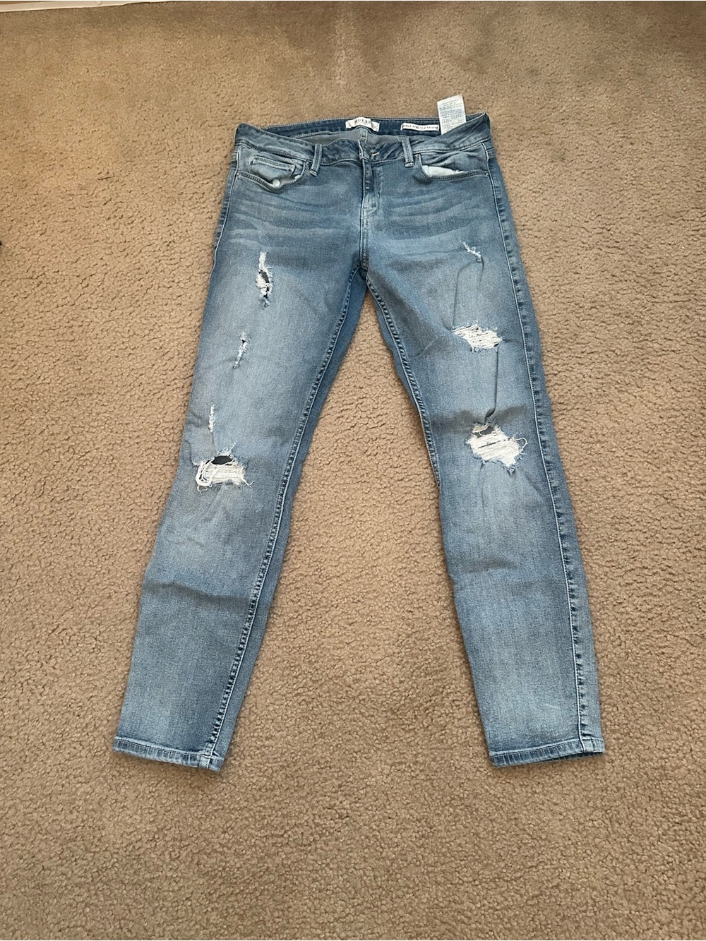 Guess Women's Light Blue Distressed Skinny Jeans
